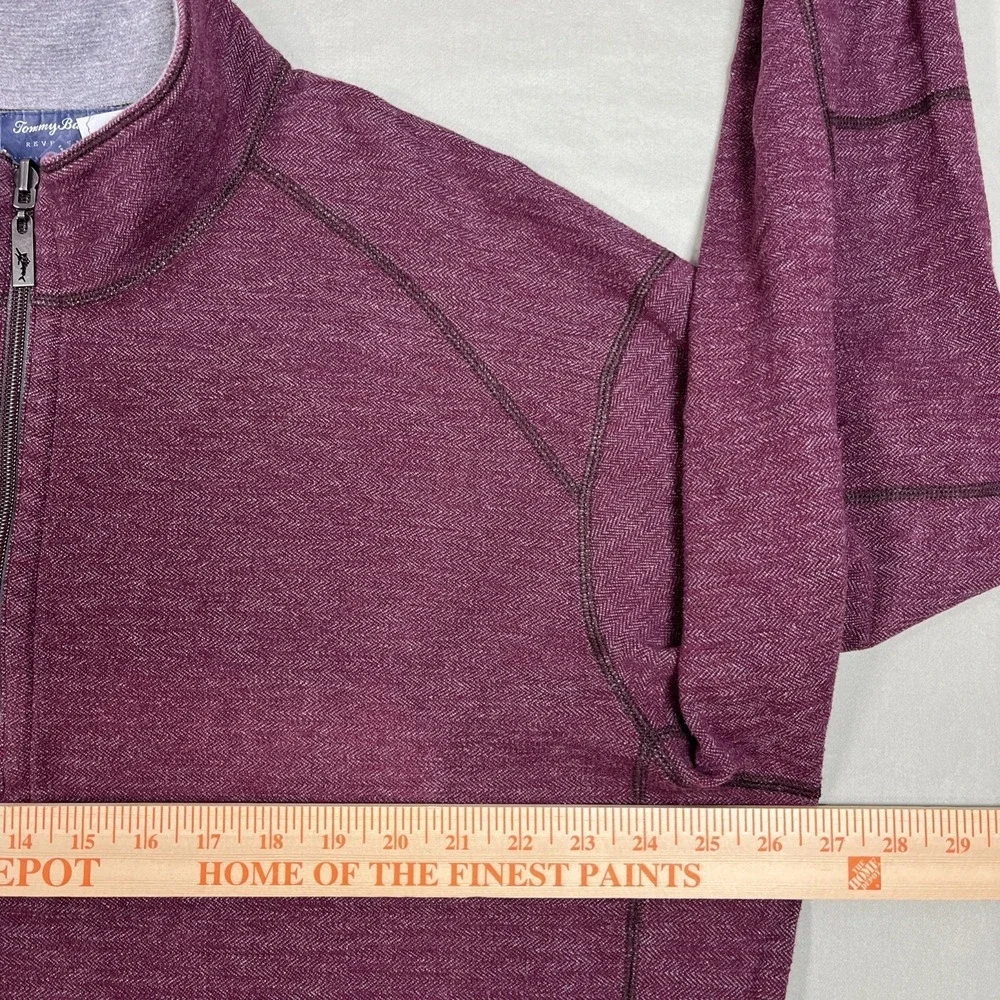 Tommy Bahama Reversible 1/4 Zip Sweater Mens 2XL Flipshore Maroon Gray Pullover